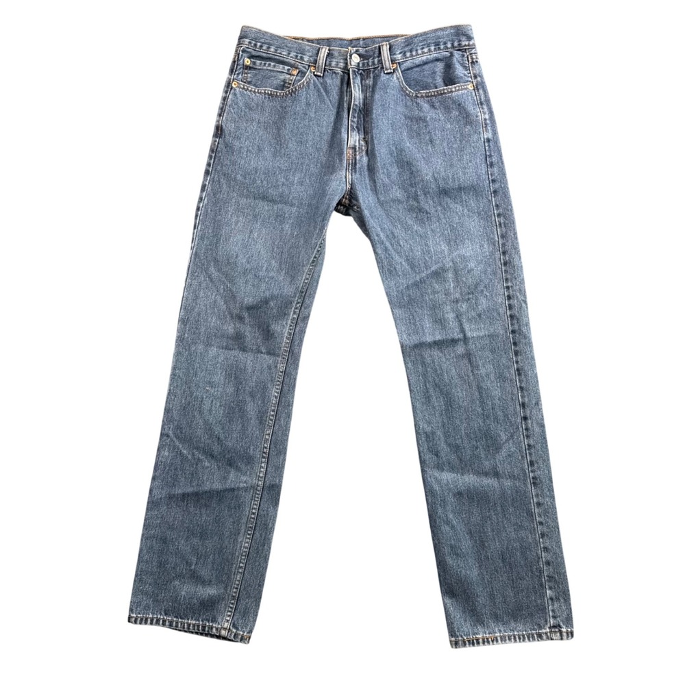 Levi's 505 Straight Fit Jeans Mens 34x32 Blue Medium Wash Denim Pants